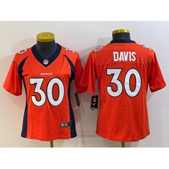 Women's Denver Broncos #30 Terrell Davis Orange 2022 Vapor Untouchable Stitched NFL Nike Limited Jersey - Ujersey