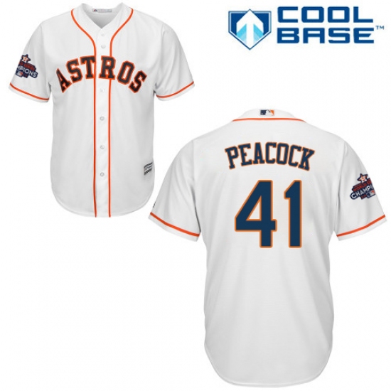 Youth Majestic Houston Astros #41 Brad Peacock Authentic White Home 2017 World Series Champions Cool Base MLB Jersey - Ujersey