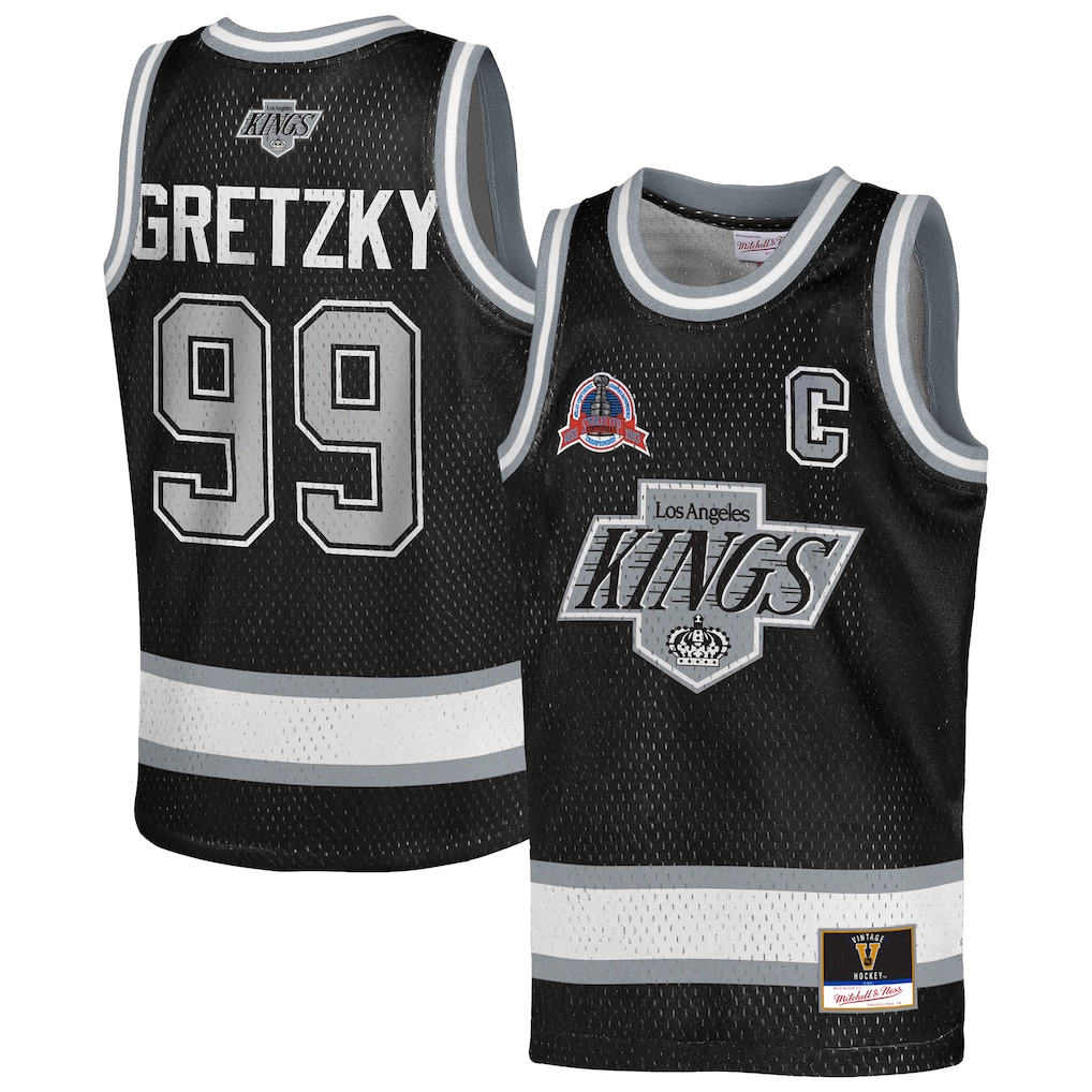 Youth Los Angeles Kings Wayne Gretzky Mitchell & Ness Black Maxxed Out Fashion Basketball Jersey