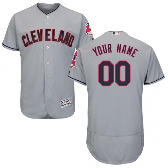 Men's Cleveland Indians Majestic Road Gray Flex Base Authentic Collection Custom Jersey - Ujersey