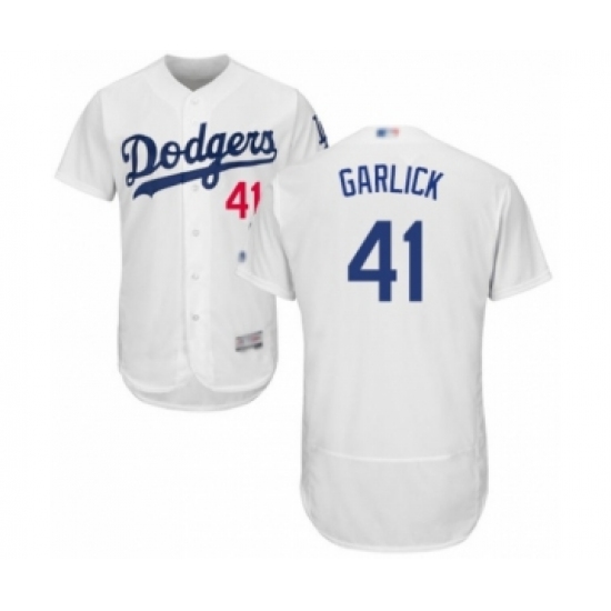 Men's Los Angeles Dodgers #41 Kyle Garlick White Home Flex Base Authentic Collection Baseball Player Jersey - Ujersey