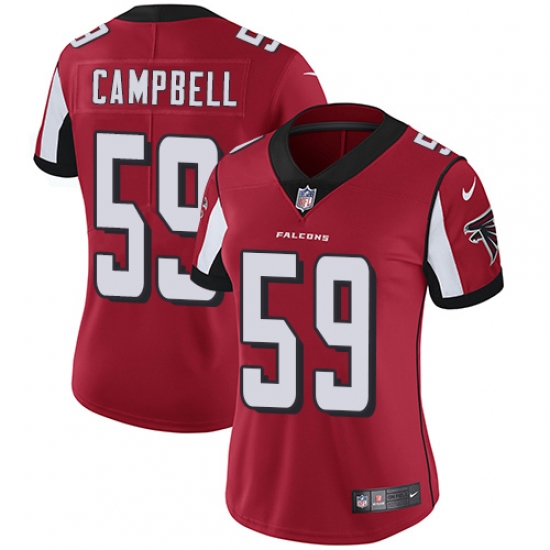Women's Nike Atlanta Falcons #59 De'Vondre Campbell Red Team Color Vapor Untouchable Limited Player NFL Jersey - Ujersey
