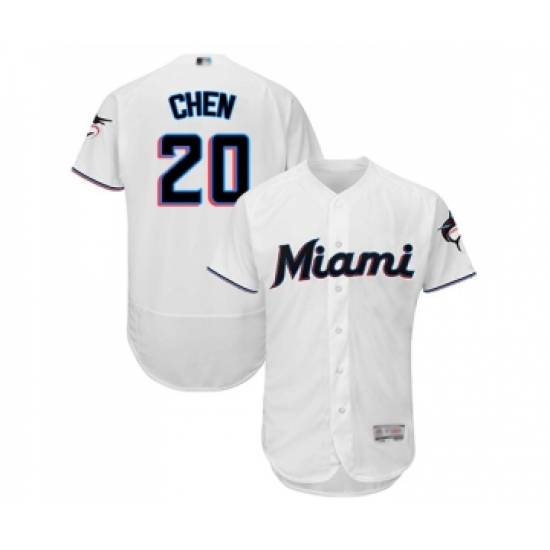 Men's Miami Marlins #20 Wei-Yin Chen White Home Flex Base Authentic Collection Baseball Jersey - Ujersey