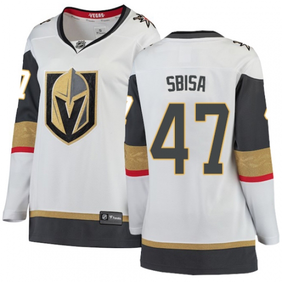 Women's Vegas Golden Knights #47 Luca Sbisa Authentic White Away Fanatics Branded Breakaway NHL Jersey - Ujersey