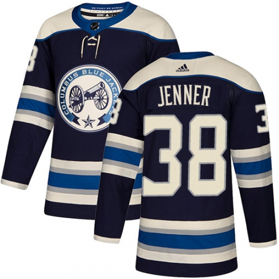 Men's Adidas Columbus Blue Jackets #38 Boone Jenner Authentic Navy Blue Alternate NHL Jersey - Ujersey