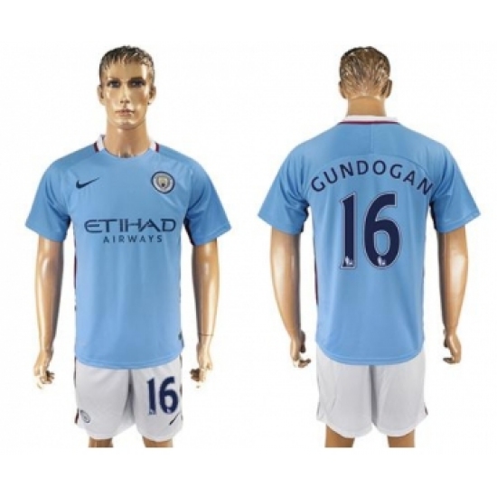 Manchester City #16 Gundogan Home Soccer Club Jersey