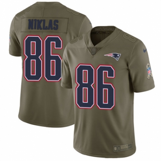 Youth Nike New England Patriots #86 Troy Niklas Limited Olive 2017 Salute to Service NFL Jersey - Ujersey