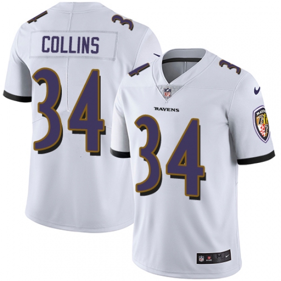 Men's Nike Baltimore Ravens #34 Alex Collins White Vapor Untouchable Limited Player NFL Jersey - Ujersey