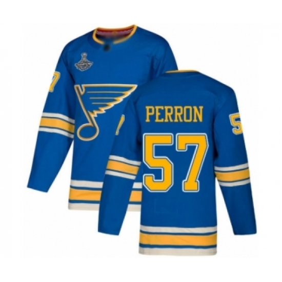 Youth St. Louis Blues #57 David Perron Authentic Navy Blue Alternate 2019 Stanley Cup Champions Hockey Jersey - Ujersey