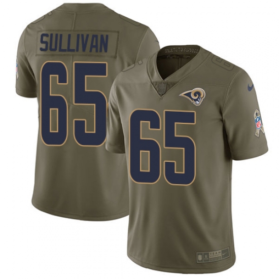 Men's Nike Los Angeles Rams #65 John Sullivan Limited Olive 2017 Salute to Service NFL Jersey - Ujersey