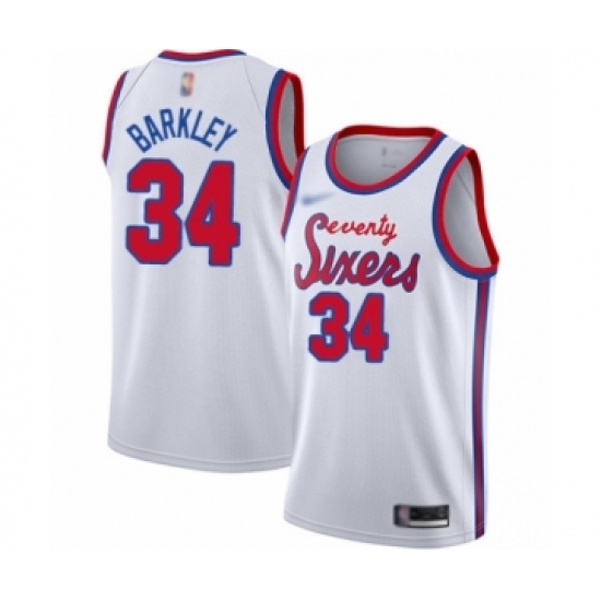 Men's Philadelphia 76ers #34 Charles Barkley Authentic White Hardwood Classics Basketball Jersey - Ujersey