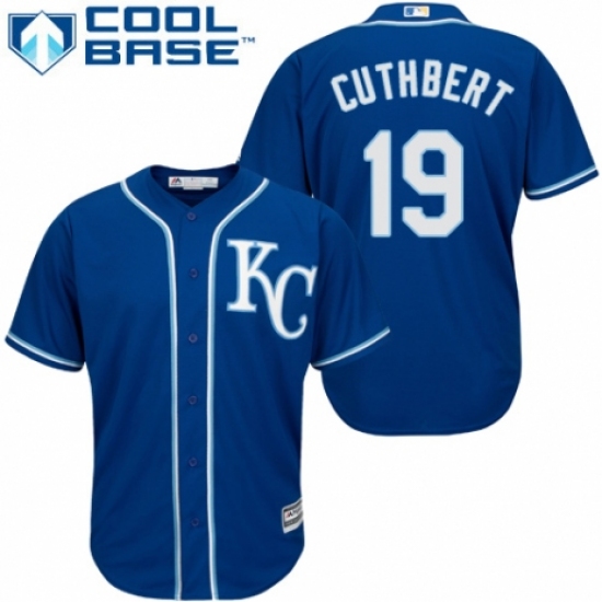 Youth Majestic Kansas City Royals #19 Cheslor Cuthbert Authentic Blue Alternate 2 Cool Base MLB Jersey - Ujersey