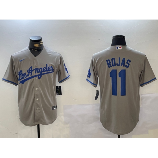 Men's Los Angeles Dodgers #11 Miguel Rojas Grey With los Cool Base Stitched Jersey - Ujersey