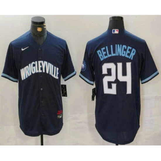 Men's Chicago Cubs #24 Cody Bellinger Navy City Connect Cool Base Stitched Baseball Jersey - Ujersey