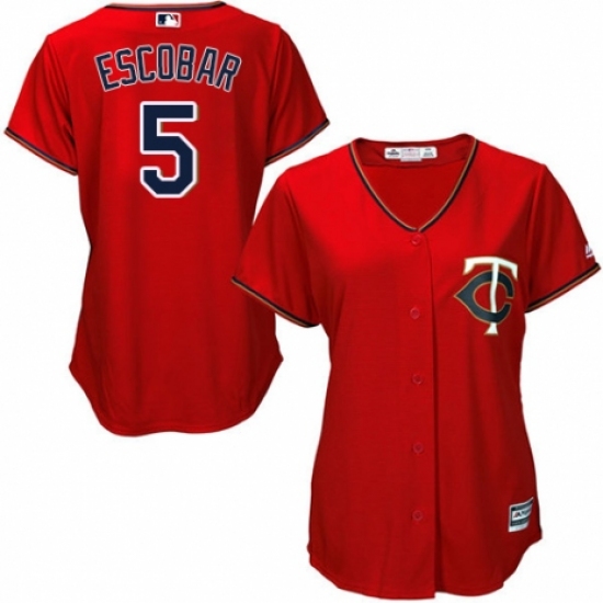 Women's Majestic Minnesota Twins #5 Eduardo Escobar Authentic Scarlet Alternate Cool Base MLB Jersey - Ujersey