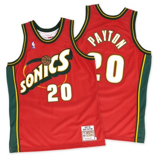 Men's Mitchell and Ness Oklahoma City Thunder #20 Gary Payton Authentic Red SuperSonics Throwback NBA Jersey - Ujersey