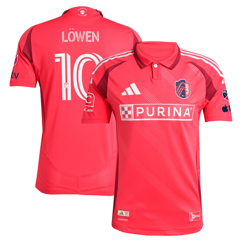 Men's St. Louis CITY SC Eduard Löwen adidas Red 2025 Forever CITY Red On-Field Authentic Jersey - Ujersey