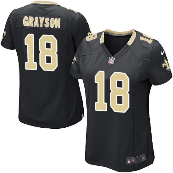 Women's Nike New Orleans Saints #18 Garrett Grayson Game Black Team Color NFL Jersey - Ujersey