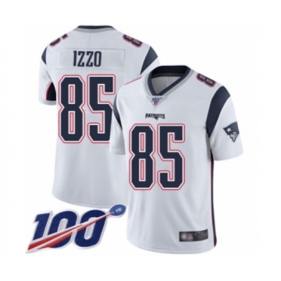 Men's New England Patriots #85 Ryan Izzo White Vapor Untouchable Limited Player 100th Season Football Jersey - Ujersey