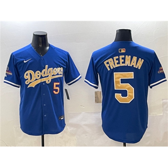 Men's Los Angeles Dodgers #5 Freddie Freeman Royal 2025 Gold Collection Limited Stitched Baseball Jersey - Ujersey