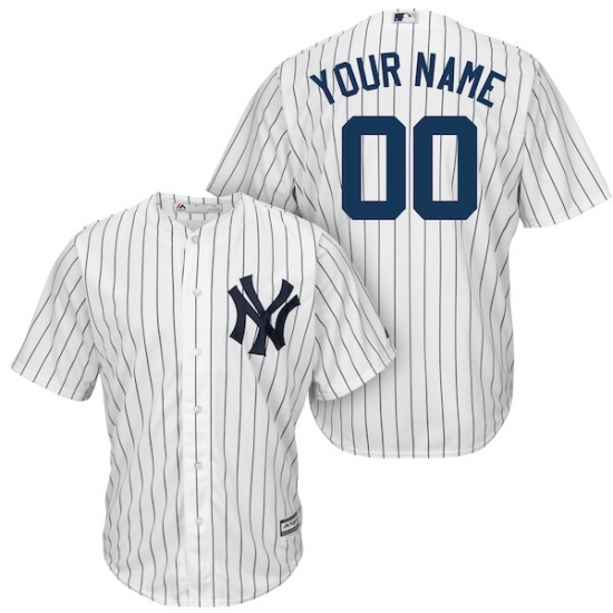 Men's New York Yankees Majestic White/Navy Home Cool Base Custom Jersey