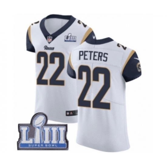Men's Nike Los Angeles Rams #22 Marcus Peters White Vapor Untouchable Elite Player Super Bowl LIII Bound NFL Jersey - Ujersey