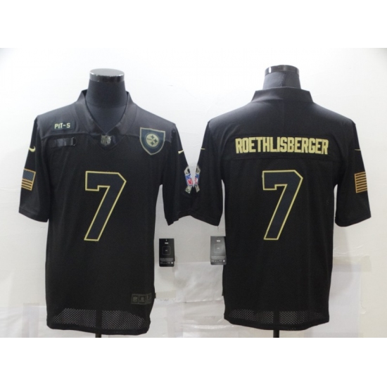 Men's Pittsburgh Steelers #7 Ben Roethlisberger Black Nike 2020 Salute To Service Limited Jersey - Ujersey