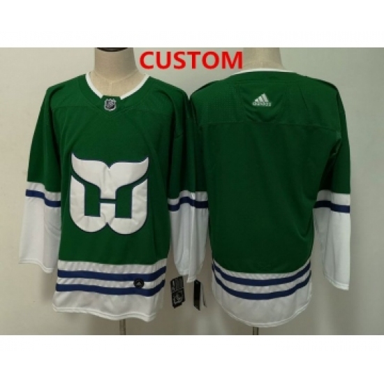 Men's Hartford Whalers Custom Blank Green Adidas Jersey - Ujersey