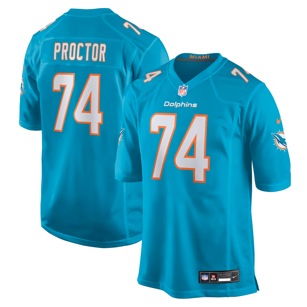 Men's Miami Dolphins Kadyn Proctor Nike Aqua Game Jersey