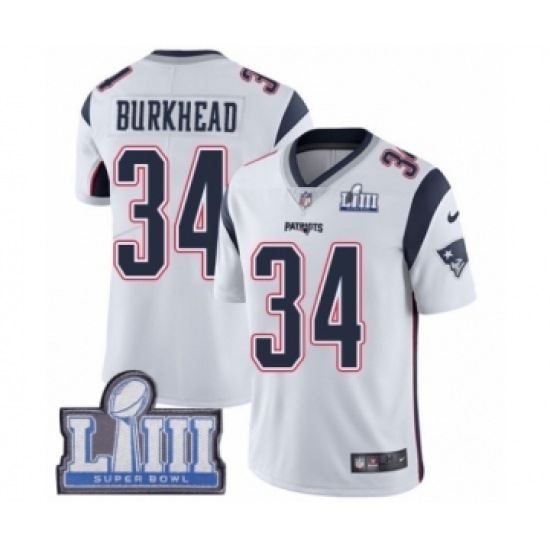 Youth Nike New England Patriots #34 Rex Burkhead White Vapor Untouchable Limited Player Super Bowl LIII Bound NFL Jersey - Ujersey