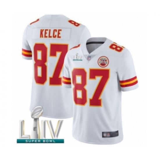 Youth Kansas City Chiefs #87 Travis Kelce White Vapor Untouchable Limited Player Super Bowl LIV Bound Football Jersey - Ujersey