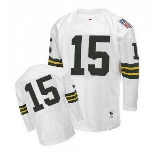 Mitchell and Ness Green Bay Packers #15 Bart Starr Authentic White Throwback NFL Jersey - Ujersey