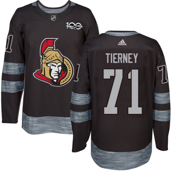 Men's Adidas Ottawa Senators #71 Chris Tierney Authentic Black 1917-2017 100th Anniversary NHL Jersey - Ujersey