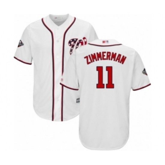 Youth Washington Nationals #11 Ryan Zimmerman Authentic White Home Cool Base 2019 World Series Bound Baseball Jersey - Ujersey