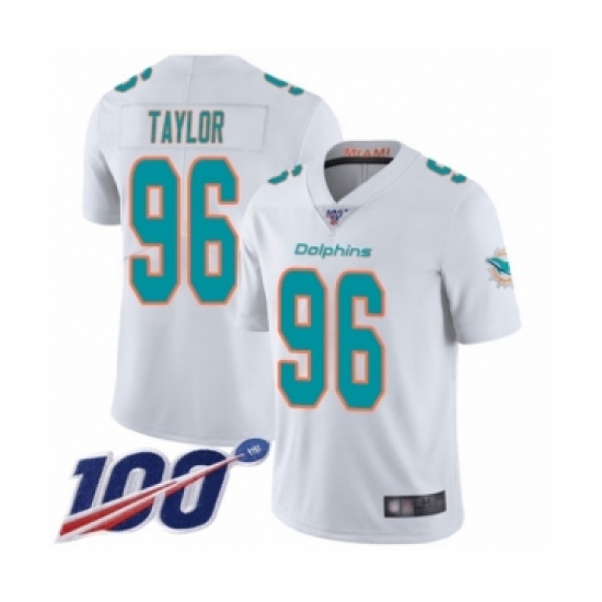 Men's Miami Dolphins #96 Vincent Taylor White Vapor Untouchable Limited Player 100th Season Football Jersey - Ujersey