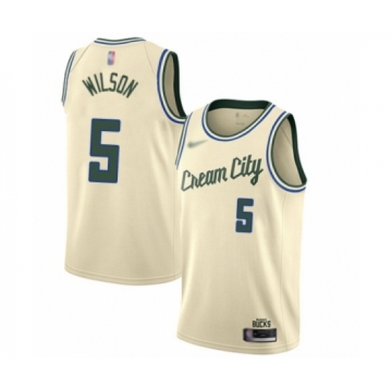 Women's Milwaukee Bucks #5 D. J. Wilson Swingman Cream Basketball Jersey - 2019 20 City Edition - Ujersey