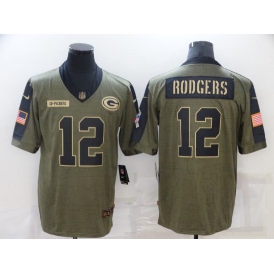 Men's Green Bay Packers #12 Aaron Rodgers Nike Olive 2021 Salute To Service Limited Player Jersey - Ujersey