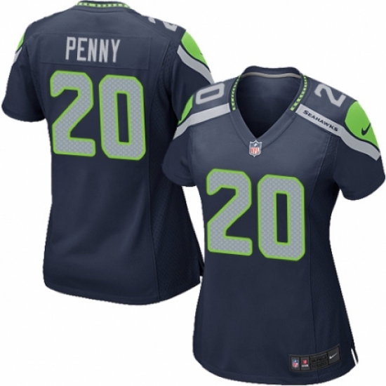 Women's Nike Seattle Seahawks #20 Rashaad Penny Game Navy Blue Team Color NFL Jersey - Ujersey