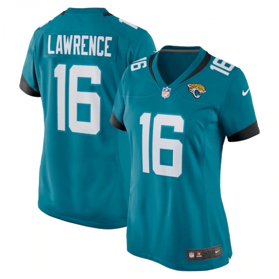 Women's Jacksonville Jaguars #16 Trevor Lawrence Blue Nike Teal 2021 NFL Draft First Round Pick Game Jersey - Ujersey