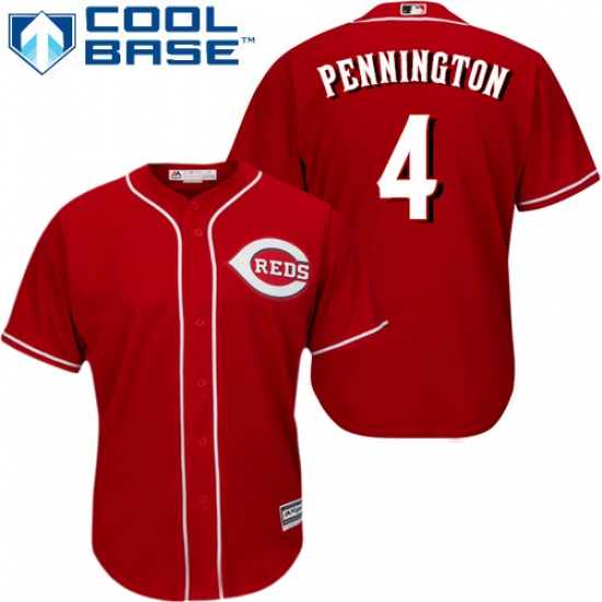 Youth Majestic Cincinnati Reds #4 Cliff Pennington Replica Red Alternate Cool Base MLB Jersey - Ujersey