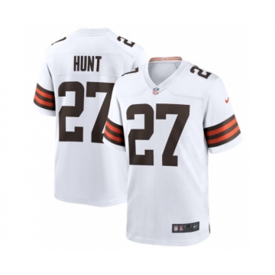 Men's Cleveland Browns #27 Kareem Hunt White Stitched Game Jersey - Ujersey
