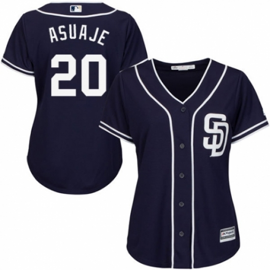Women's Majestic San Diego Padres #20 Carlos Asuaje Authentic Navy Blue Alternate 1 Cool Base MLB Jersey - Ujersey