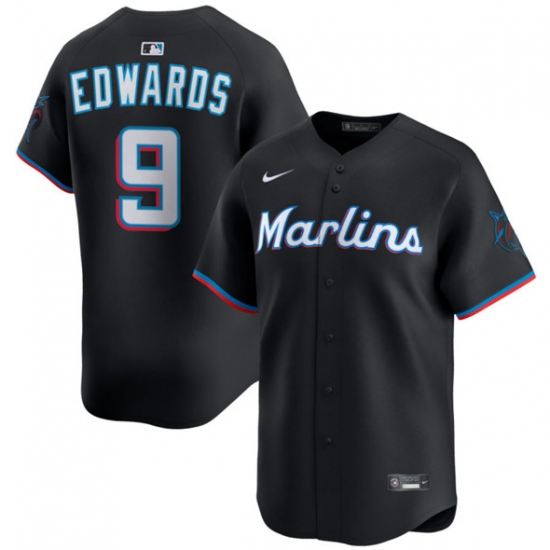 Men's Miami Marlins #9 Xavier Edwards Black 2024 Alternate Limited Stitched Baseball Jersey - Ujersey
