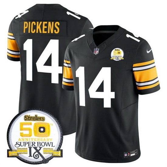 Men's Pittsburgh Steelers #14 George Pickens Black 2024 F U S E 50th Anniversary Of Super Bowl IX Vapor Untouchable Limited Stitched Jersey - Ujersey