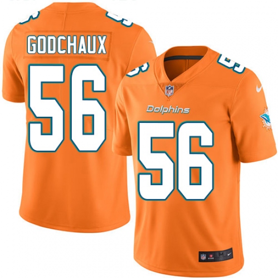 Men's Nike Miami Dolphins #56 Davon Godchaux Limited Orange Rush Vapor Untouchable NFL Jersey - Ujersey