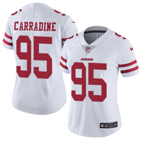 Women's Nike San Francisco 49ers #95 Tank Carradine White Vapor Untouchable Limited Player NFL Jersey - Ujersey