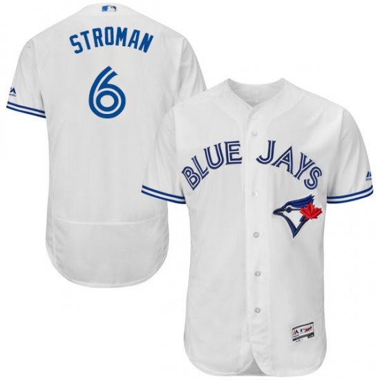 Men's Majestic Toronto Blue Jays #6 Marcus Stroman White Home Flex Base Authentic Collection MLB Jersey - Ujersey