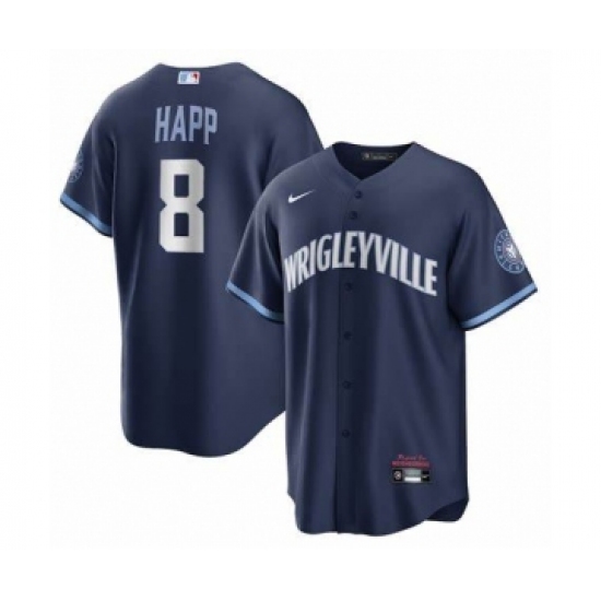 Men's Chicago Cubs #8 Ian Happ Nike City Connect Replica Player Navy Jersey - Ujersey
