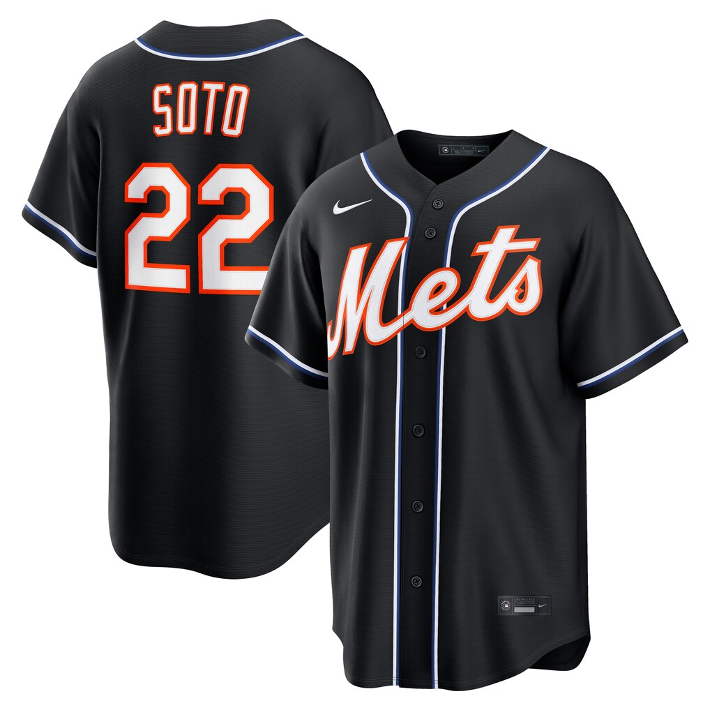 Men's New York Mets Juan Soto Nike Fashion Replica Black Out Jersey - U-jersey