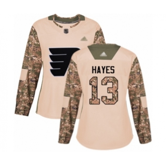Women's Philadelphia Flyers #13 Kevin Hayes Authentic Camo Veterans Day Practice Hockey Jersey